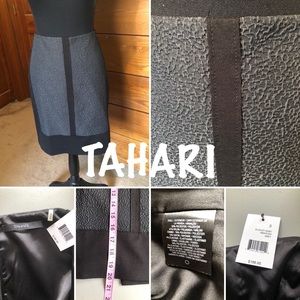 TAHARI Grey and Black Pencil Skirt Size 8